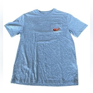 Vineyard Vines Gray Tee Shirt with Flying Witch and Spider Web on Back Sz: Small